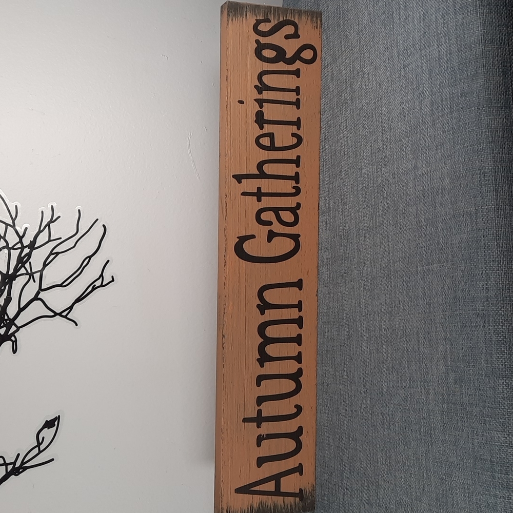 Solid Wood Shelf Sitter Sign Rustic Autumn Gatherings Thanksgiving Fall Harvest